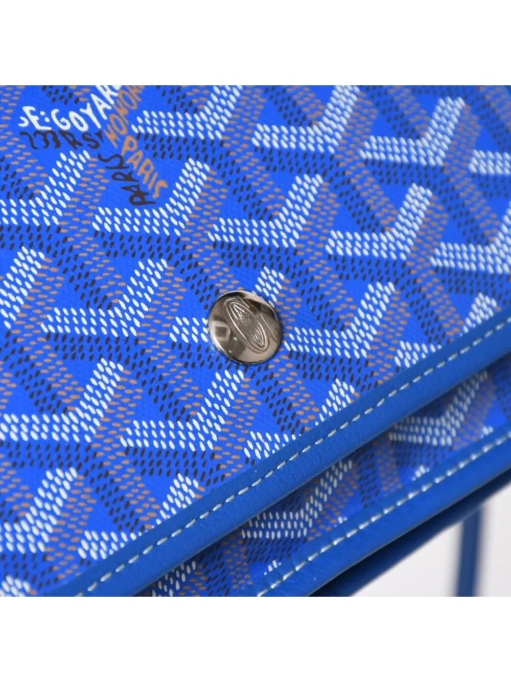 Goyard Plumet Pouch Wallet Shoulder Bag Blue Silver